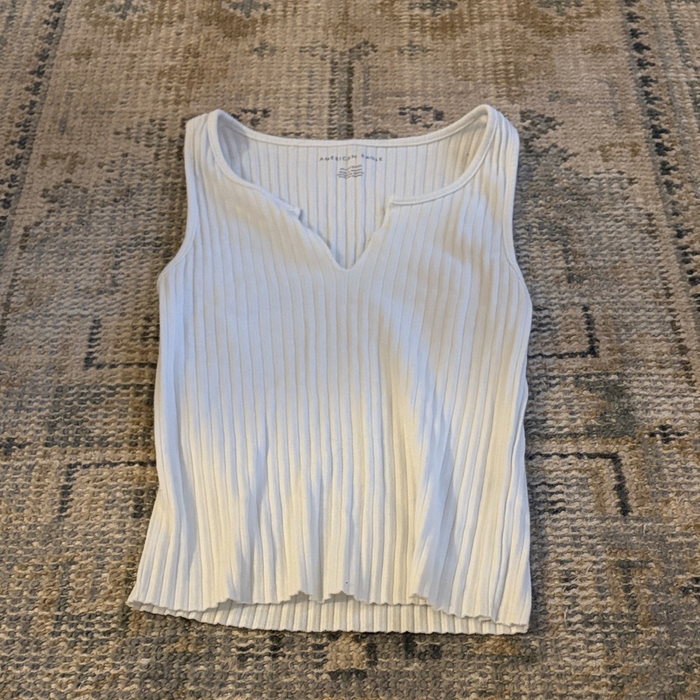 American Eagle Cream Ribbed Tank Top